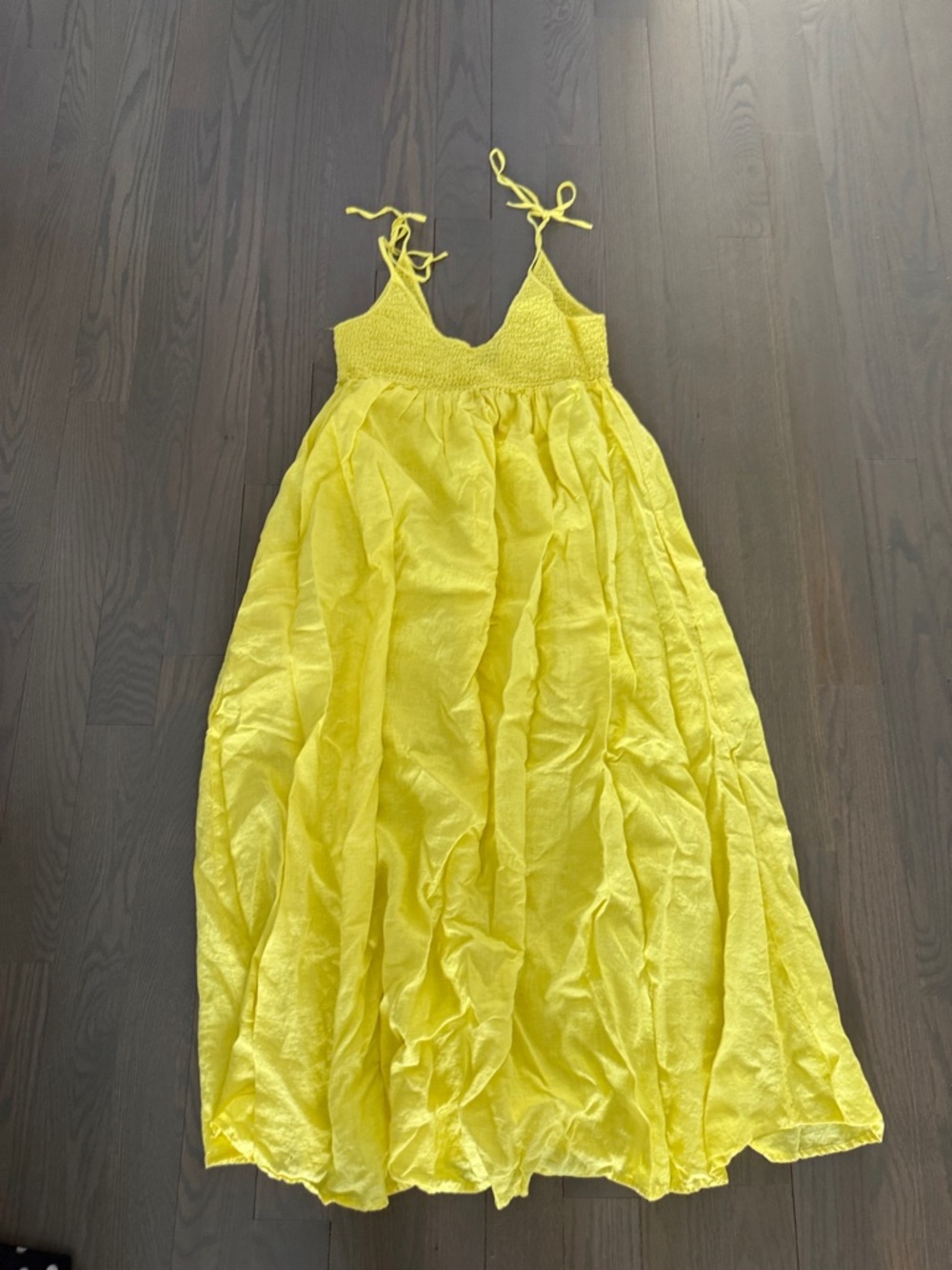 SOLID & STRIPED Bright Yellow Tie-Shoulder Sundress